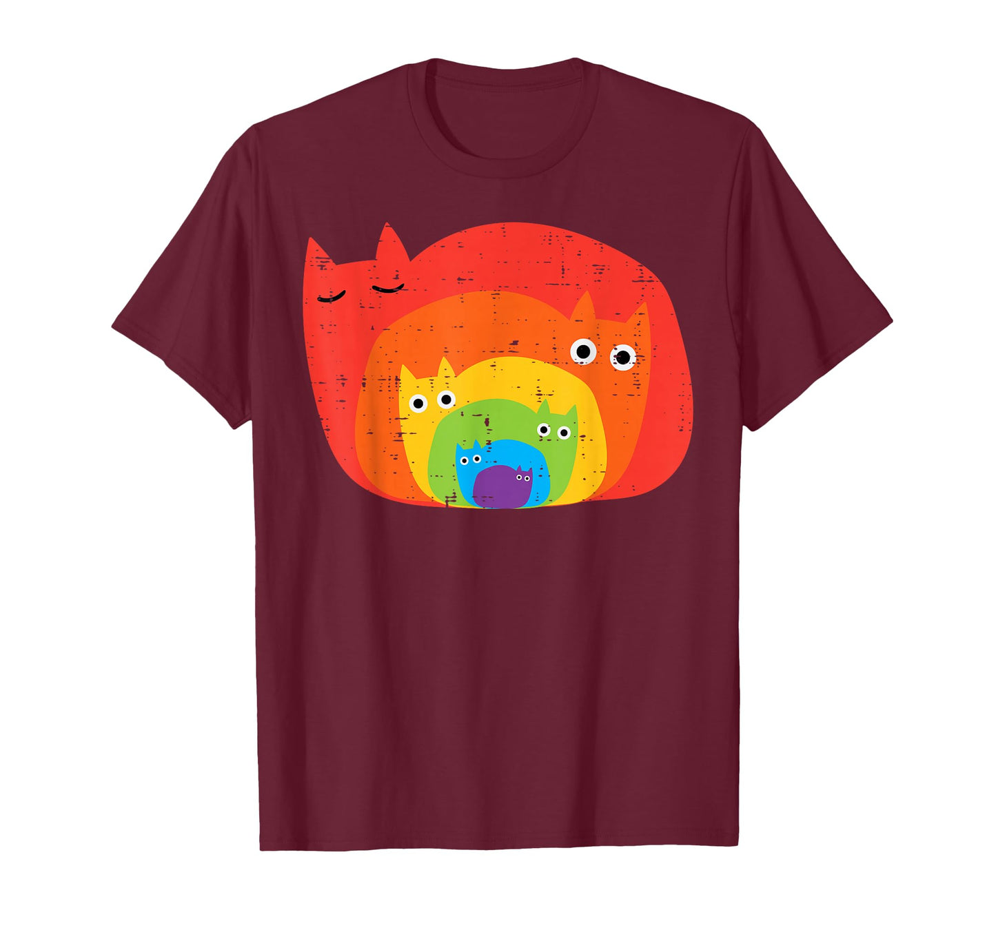 Gay Rainbow Cats in Cats LGBT Flag Pride Month Men Women T-Shirt