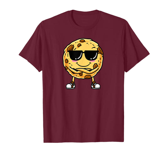 Chocolate Chip Cookie With Sunglasses Design T-Shirt