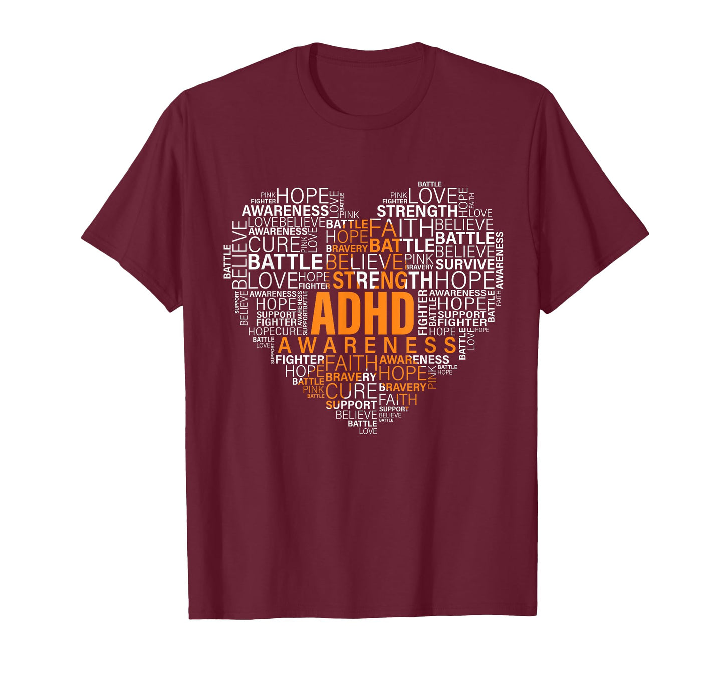 ADHD awareness words cloud heart support proud ADHD warrior T-Shirt