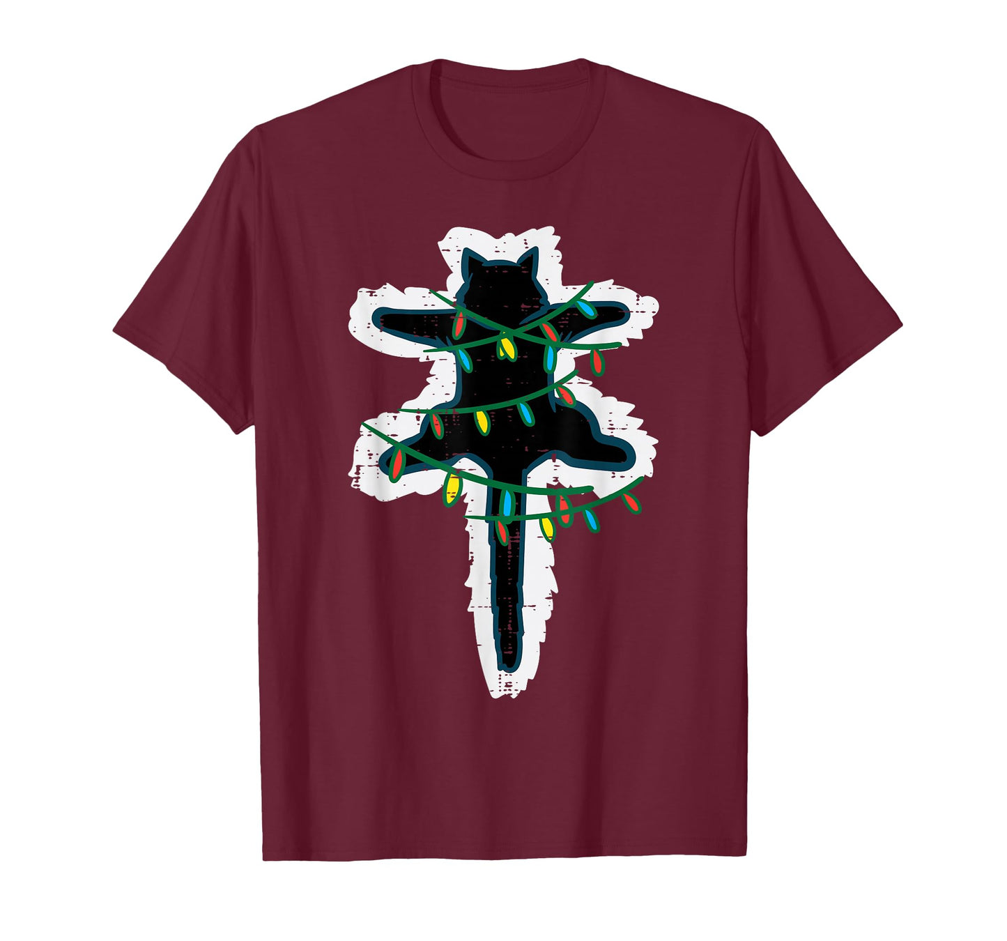 Christmas Lights Fried Cat Funny Xmas Women Girls Kids Men T-Shirt