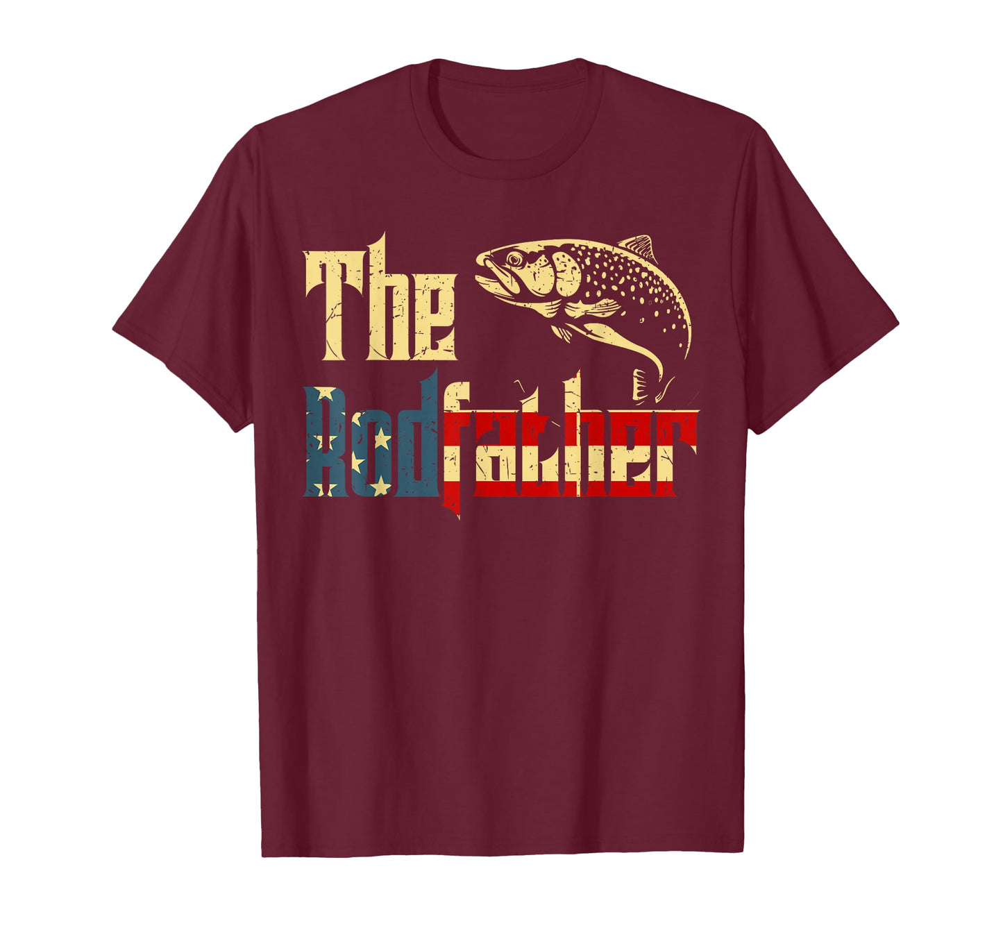 Rodfather Rainbow Trout Fly Fishing Gift Dad Joke Daughter T-Shirt