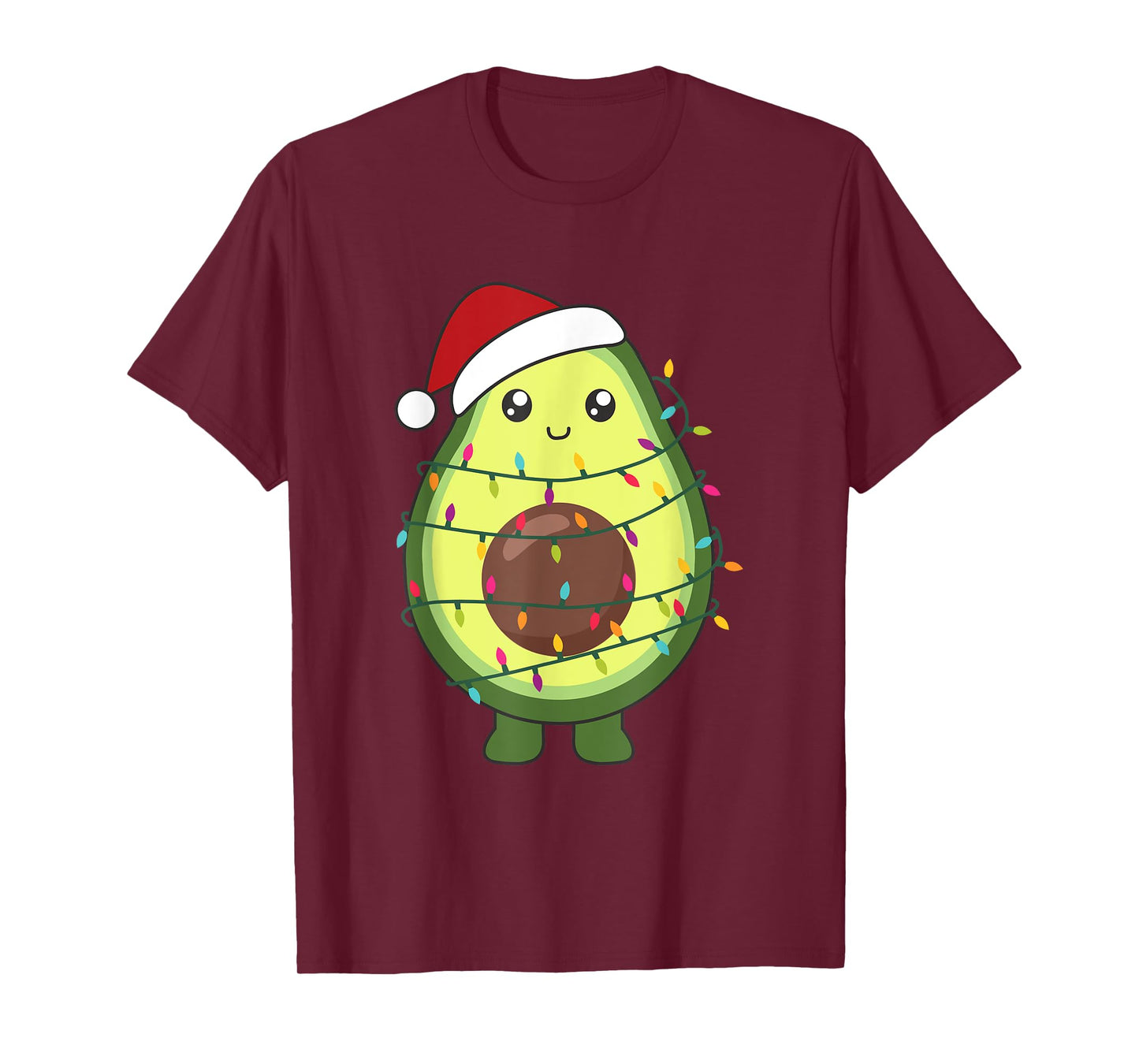 Avocado Christmas Food With Fairy Lights Funny Avocados T-Shirt