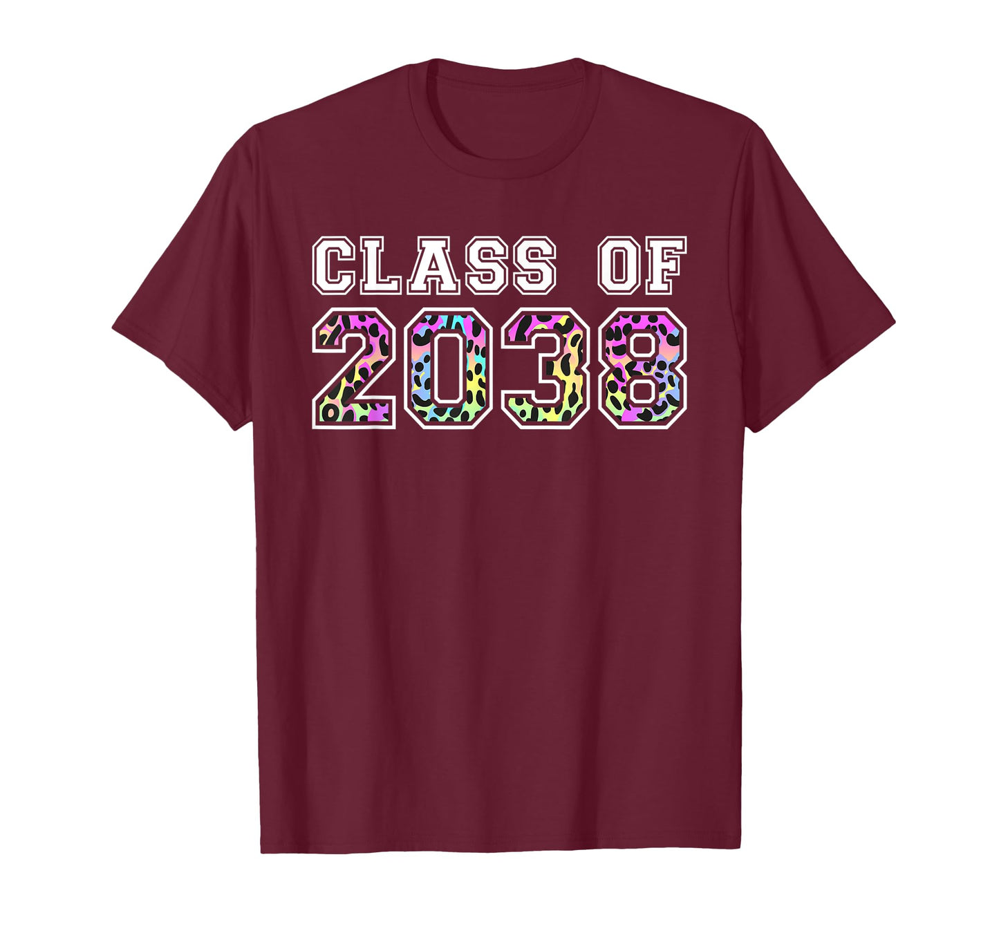 Class Of 2038 Grow With Me Pre-k 12th Grade Leopard Rainbow T-Shirt