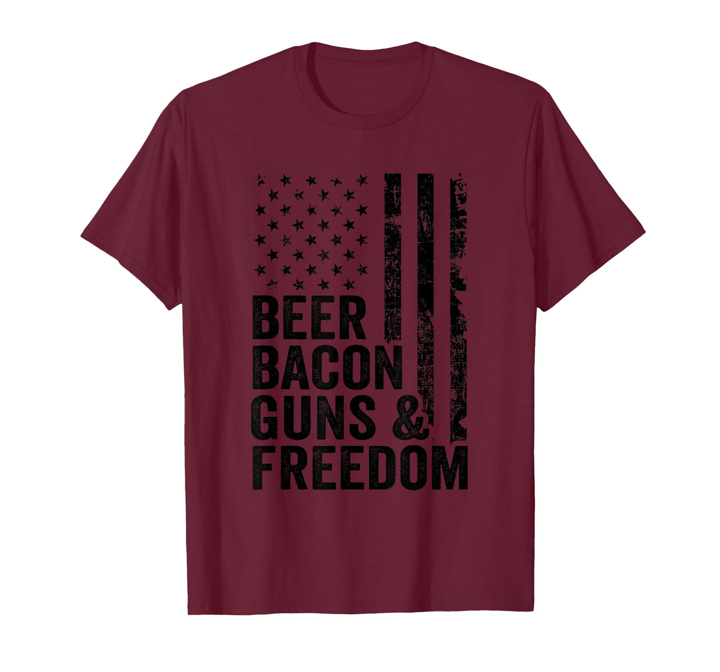 Beer Bacon Guns & Freedom / USA BBQ American Flag Drinking T-Shirt
