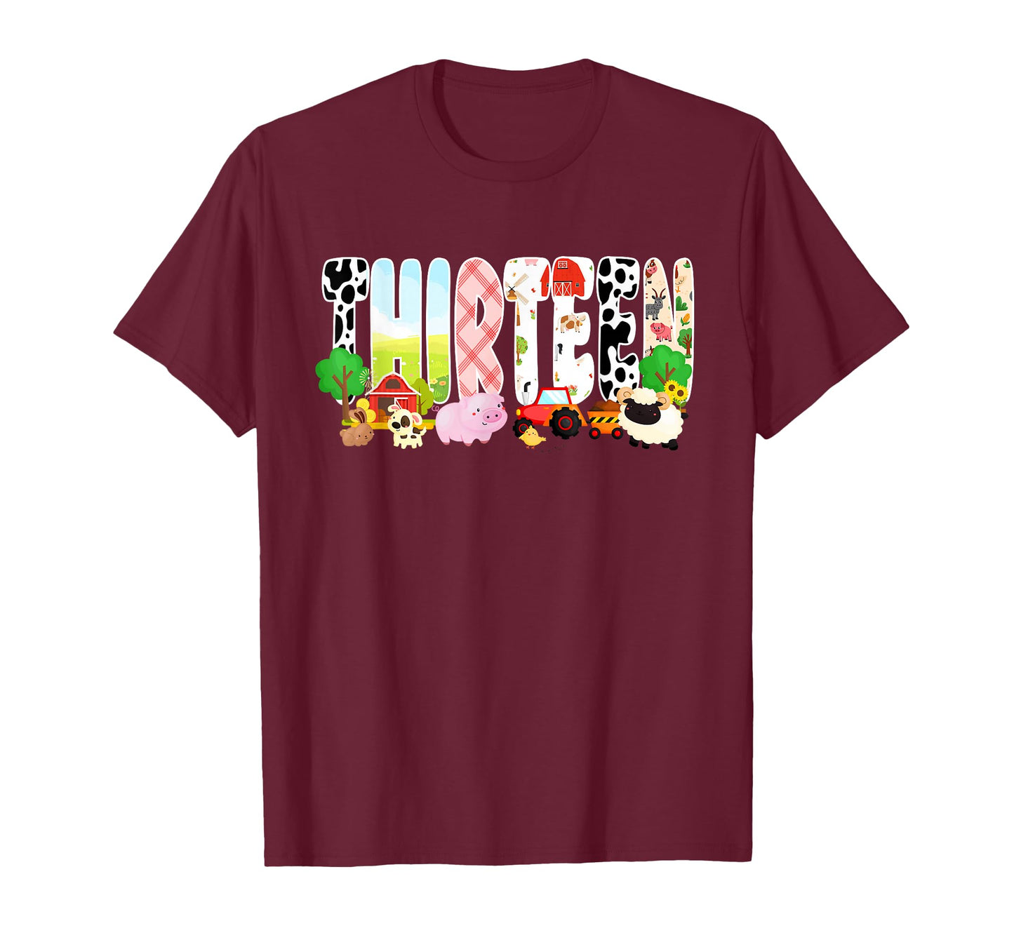 13 Year Old Boy Girl 13th Birthday Farm Animals Theme T-Shirt