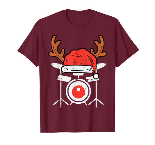 Drums Christmas Music Instrument Band Drummer Rock Xmas T-Shirt