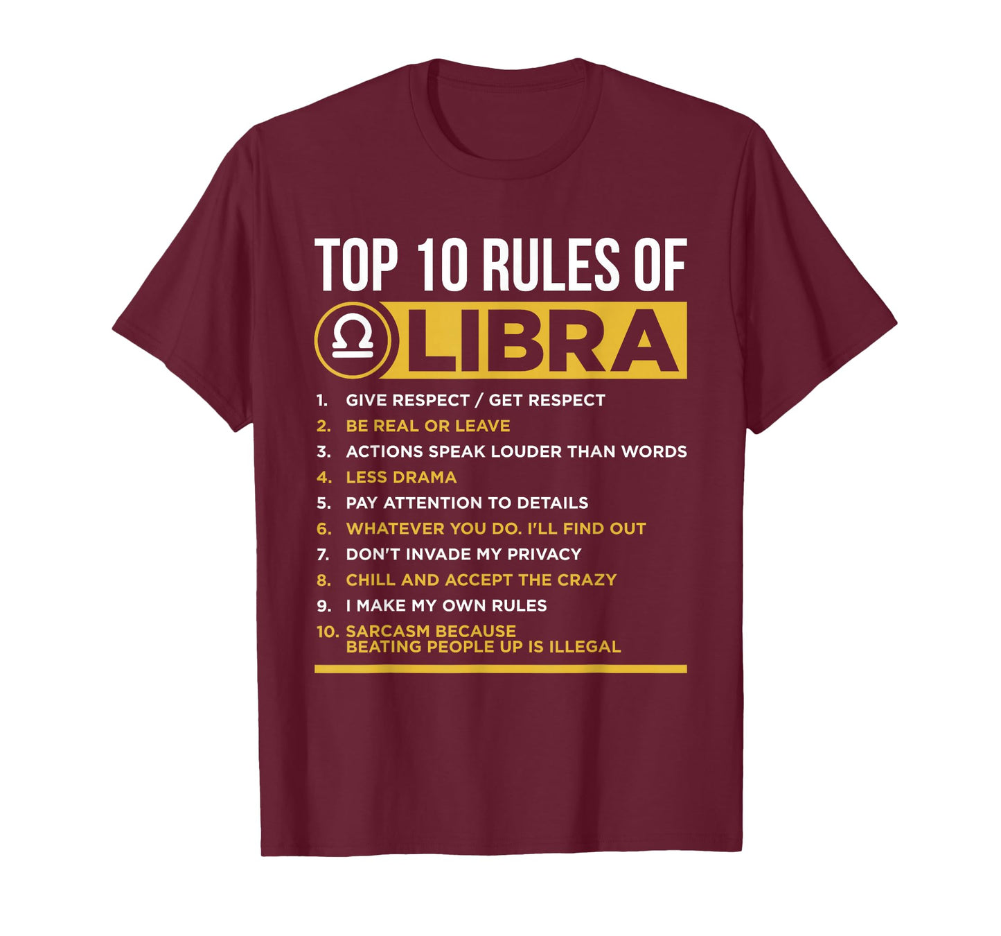 Top 10 Rules Of Libra Facts Traits Horoscope Zodiac Funny T-Shirt