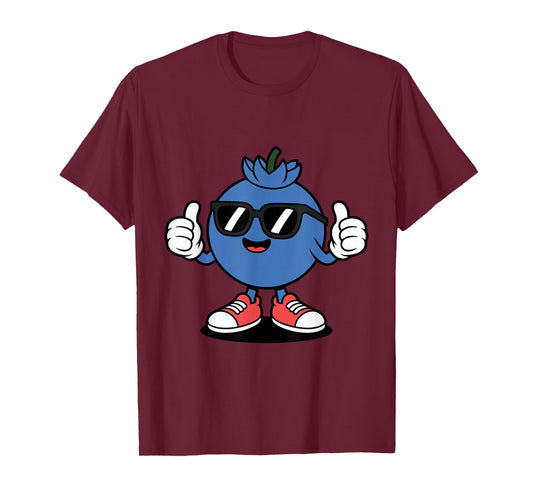 Cool Blueberry Lovers Funny Fruit Cartoon Character Design T-Shirt