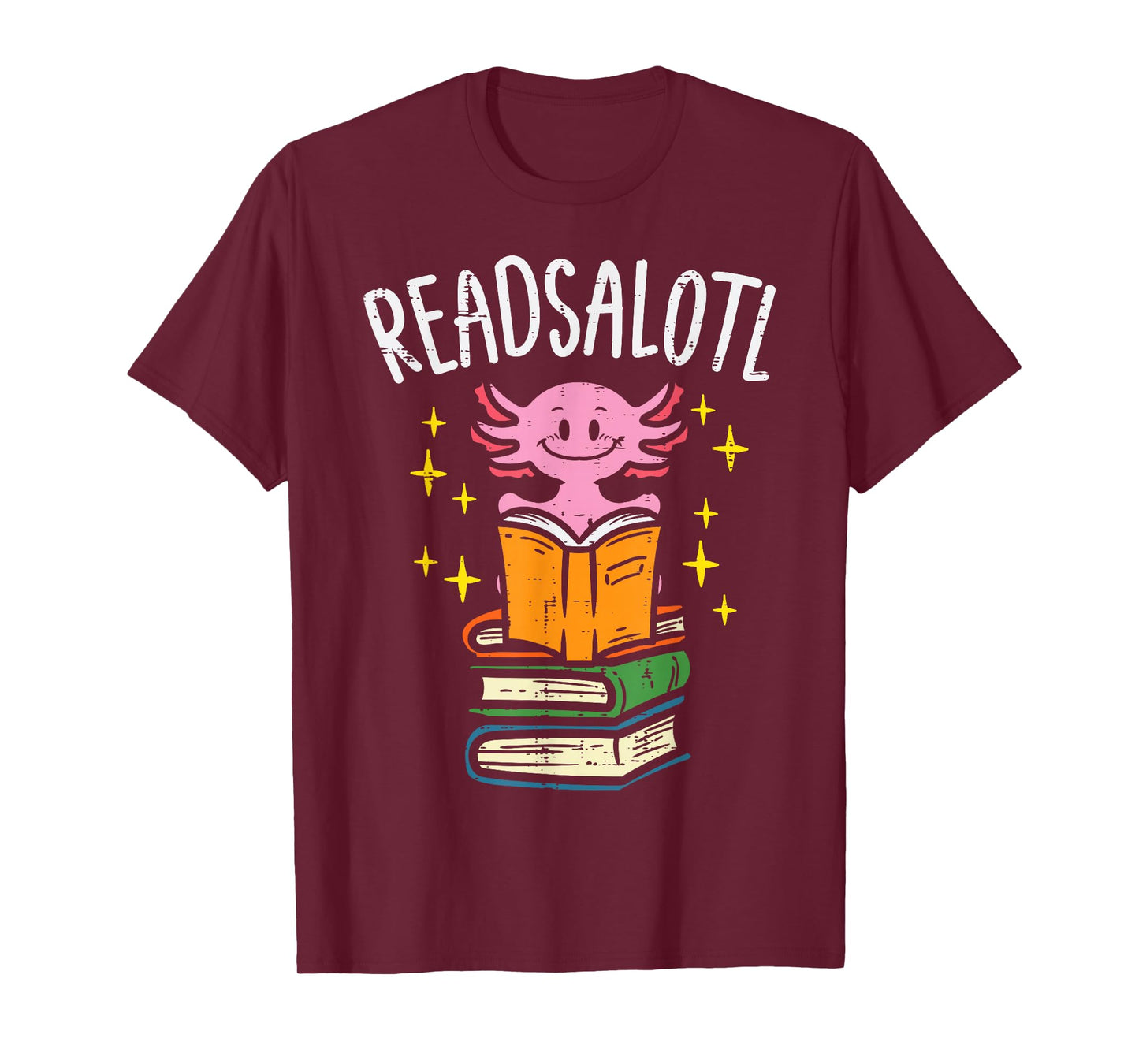 Axolotl Books Readsalotl Reading Bookworm Boys Girls Kids T-Shirt Small