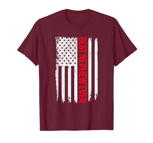 Mens Best Nephew Ever American flag Funny Nephew T-Shirt