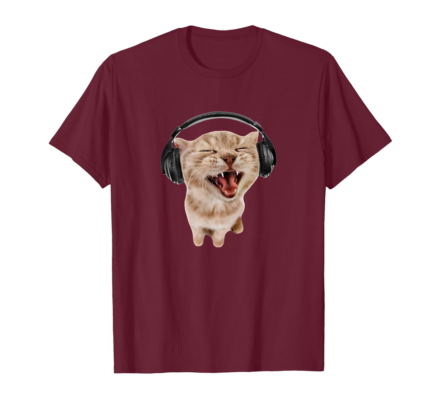 Silly Cat With Headphones T-Shirt