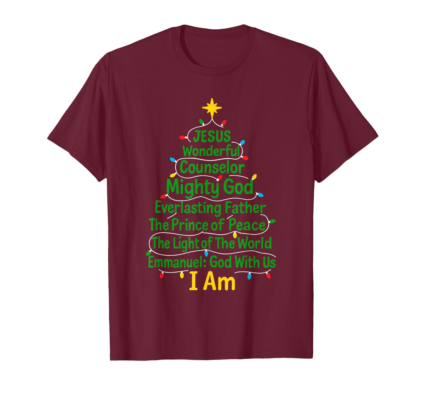 Christian Christmas Jesus Bible Names Xmas Tree Shaped T-Shirt