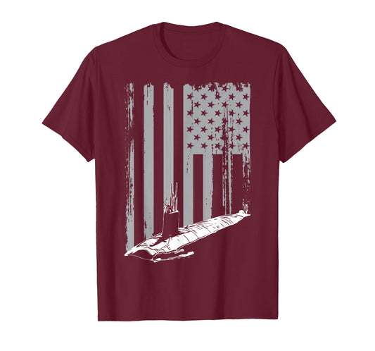 Submariner American Flag Patriotic Submarine Veteran Grandpa T-Shirt