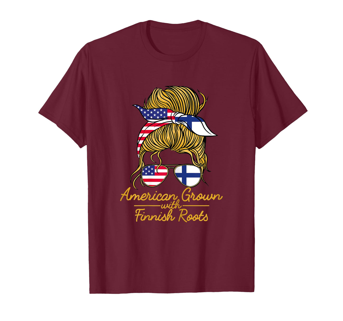 American Grown with Finnish Roots Finland and USA Flag T-Shirt