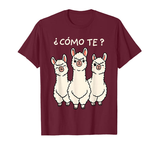 Como Te Llamas Shirt Funny Llama Spanish Teacher Joke T-Shirt