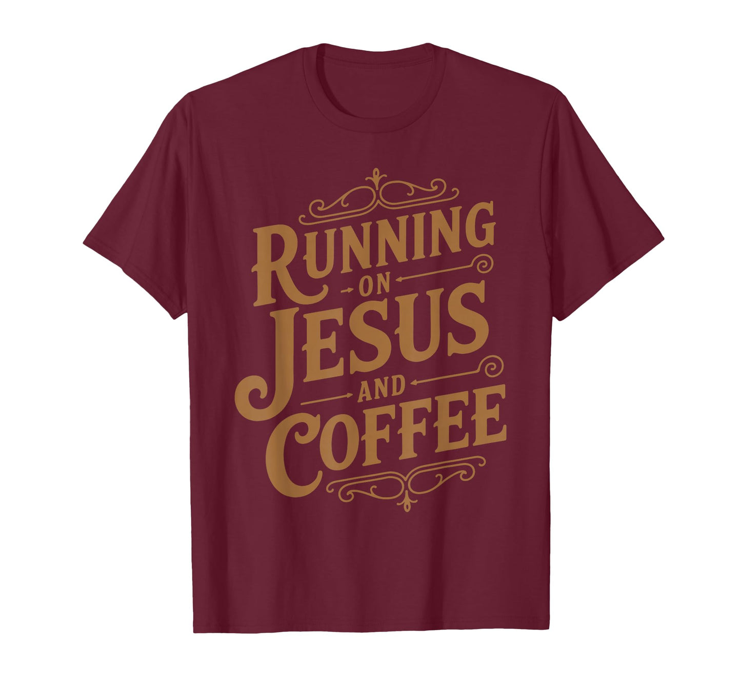 Running On Jesus and Coffee Funny Faith and Caffeine T-Shirt