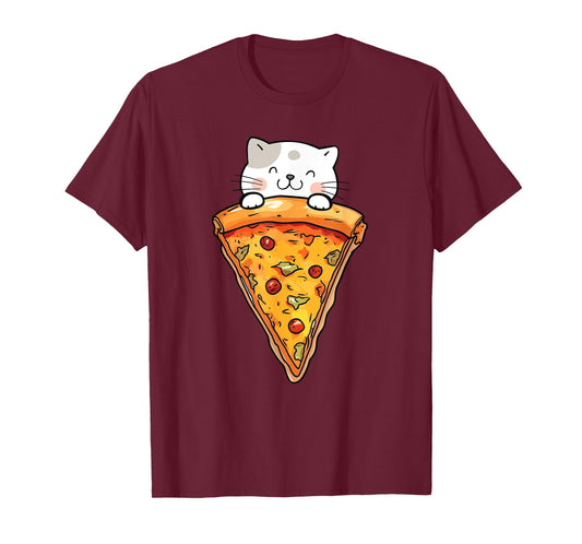 Cute Cat With Pizza Slice - Food Lover Pizza Baker T-Shirt