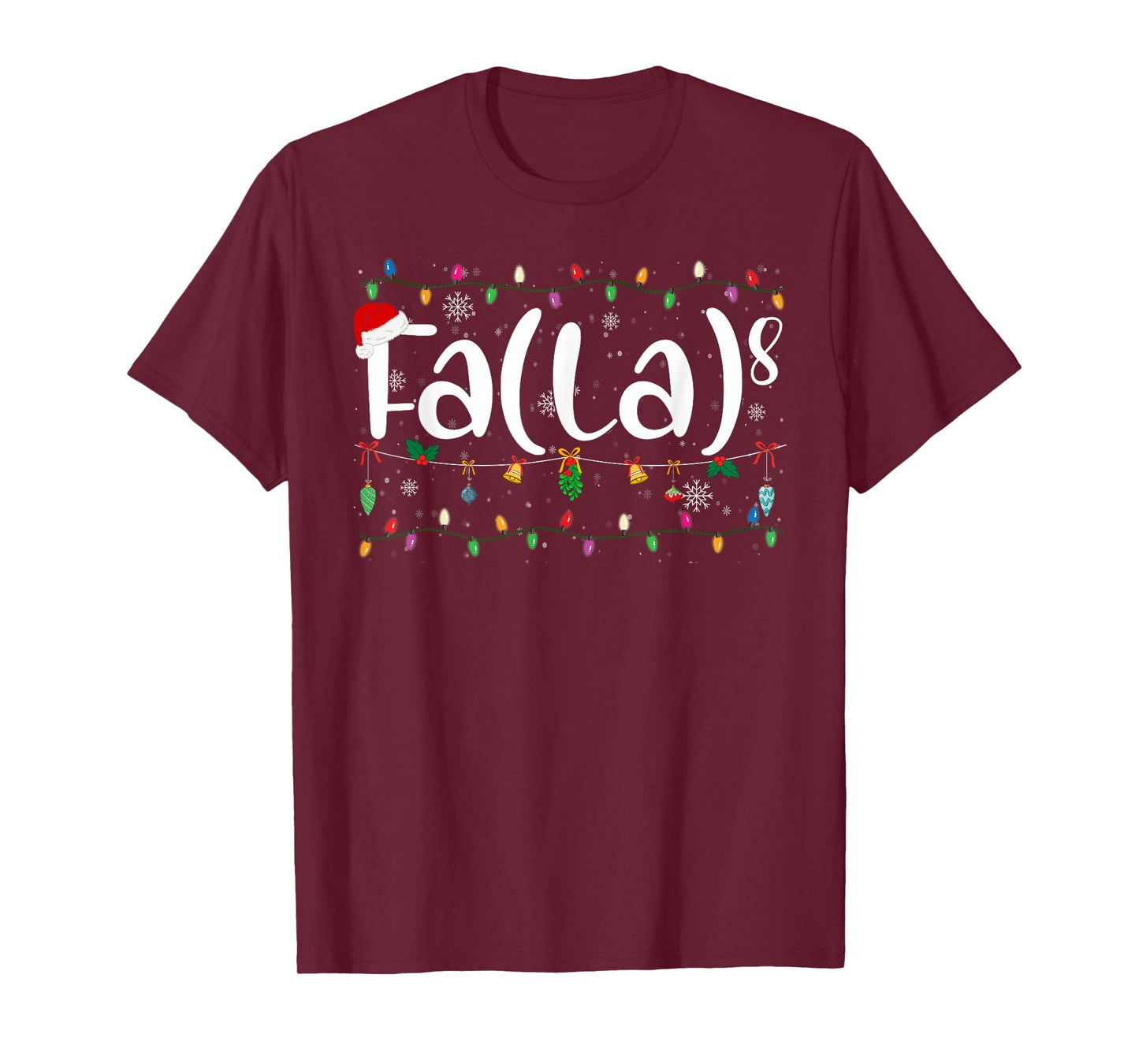 Funny Christmas Lights FA (La) 8 Santa Hat Math Teacher Kid T-Shirt