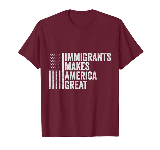 Immigrants Make America Great Patriotic American Flag T-Shirt