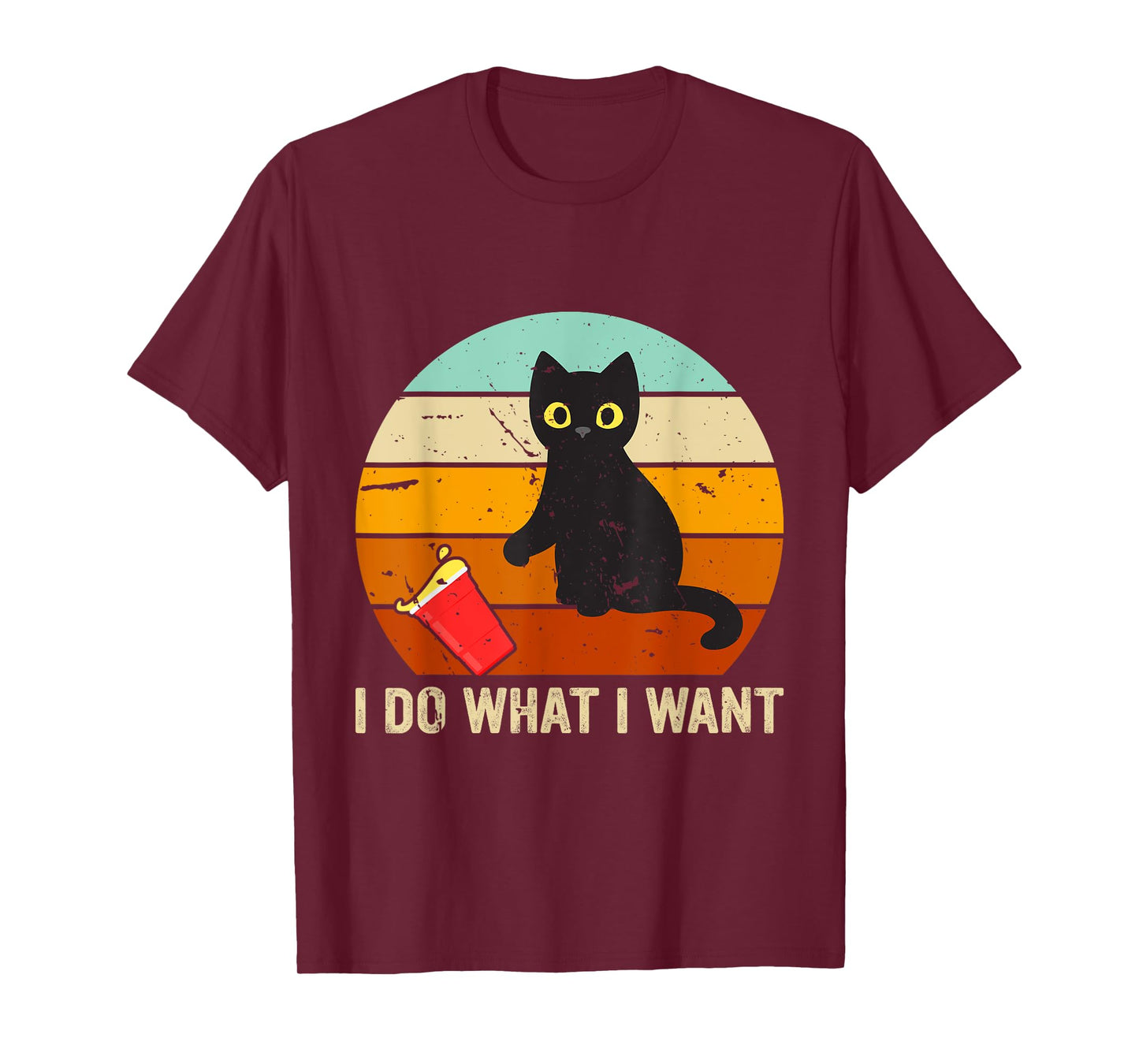 I Do What I Want Cat Coffee Black Cat Red Cup Funny Graphic Men Women Kids T-Shirt