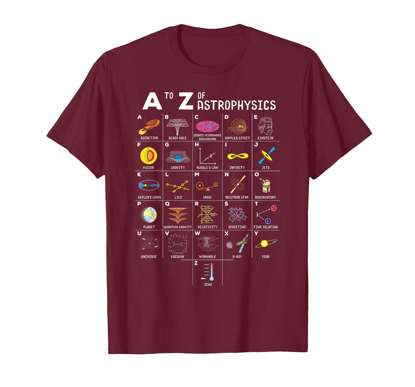 A to Z Funny Astronomy Lovers Astrophysics Astronomers T-Shirt
