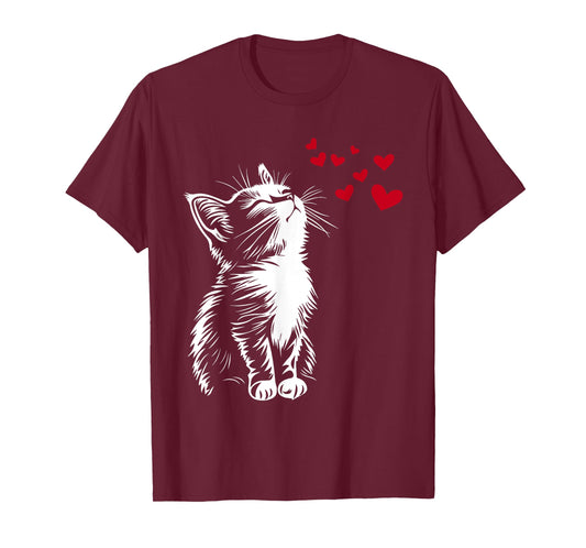 Cute Cat Heart Graphic T-Shirt for Men Women Kids