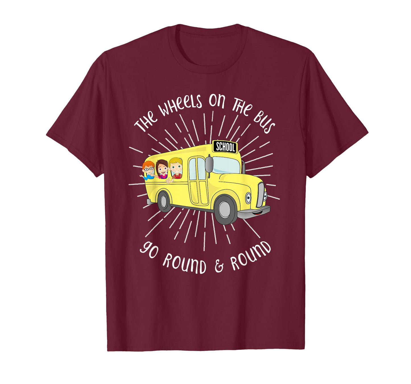 The Wheels on the Bus Graphic musical Nursery Rhyme T-Shirt T-Shirt