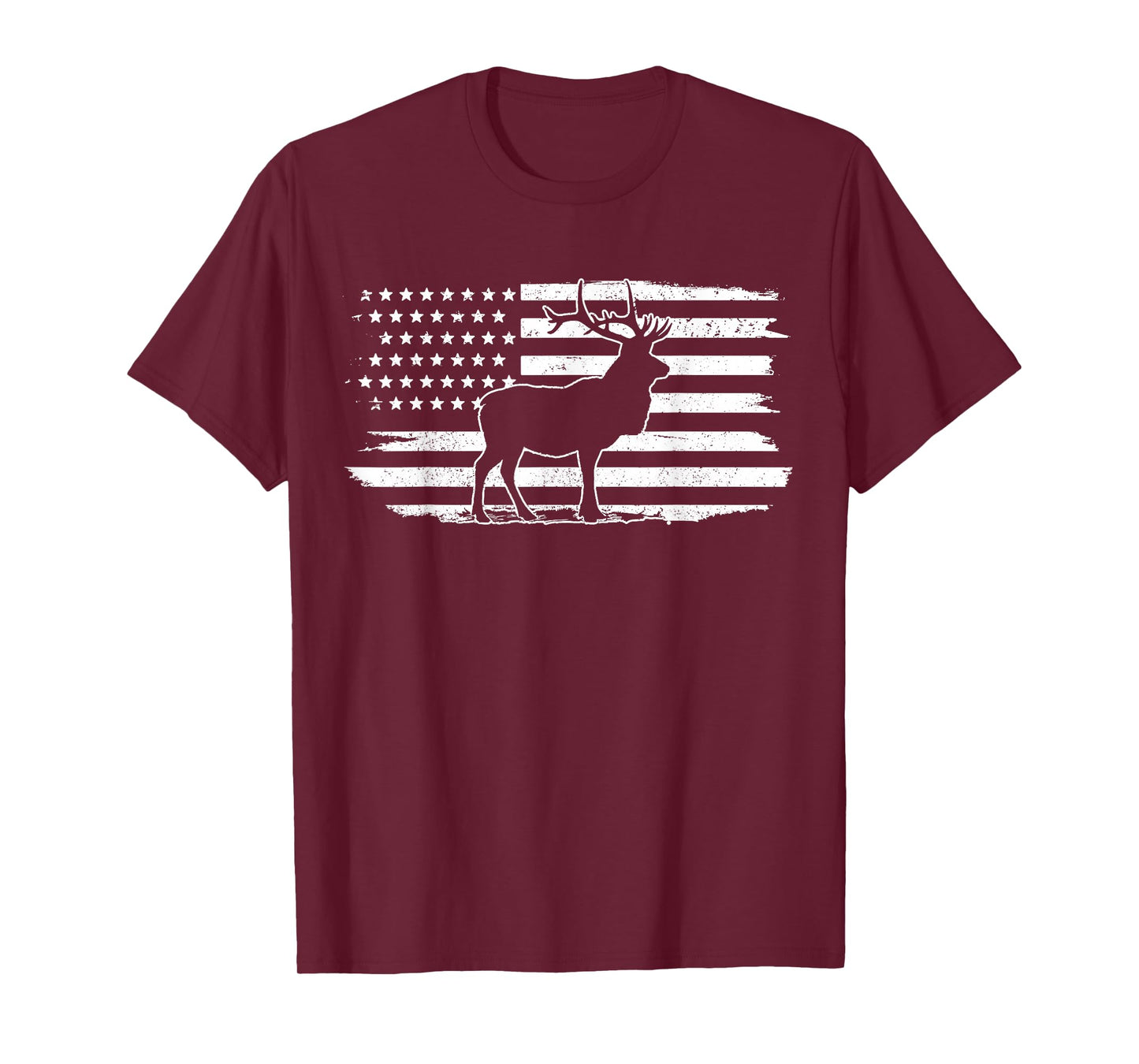 Elk American Flag Buck Deer Hunting Patriotic Hunter Gift T-Shirt