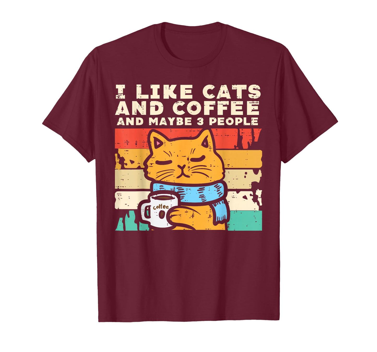 I Like Cats Coffee 3 People Funny Pet Owner Men Women Kids T-Shirt
