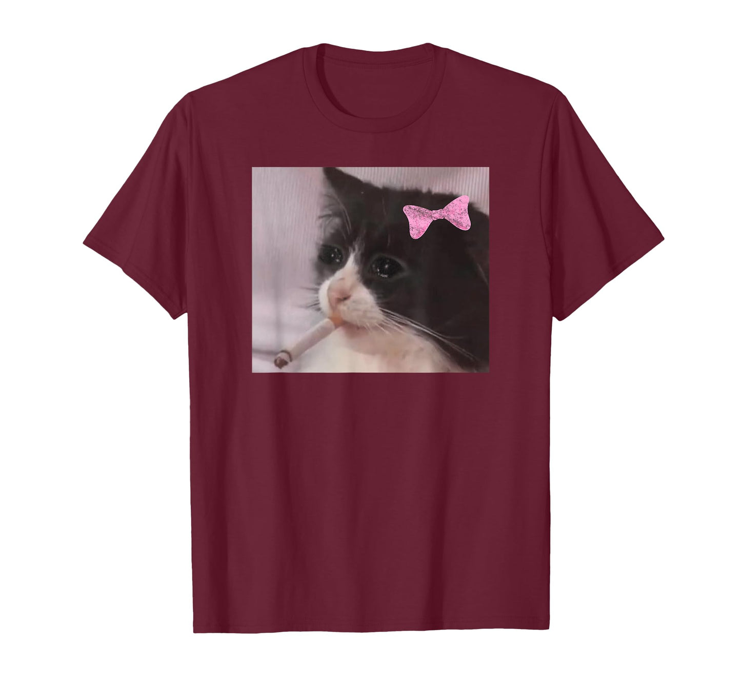 Funny cat smoking cigarette meme girl gen z joke T-Shirt