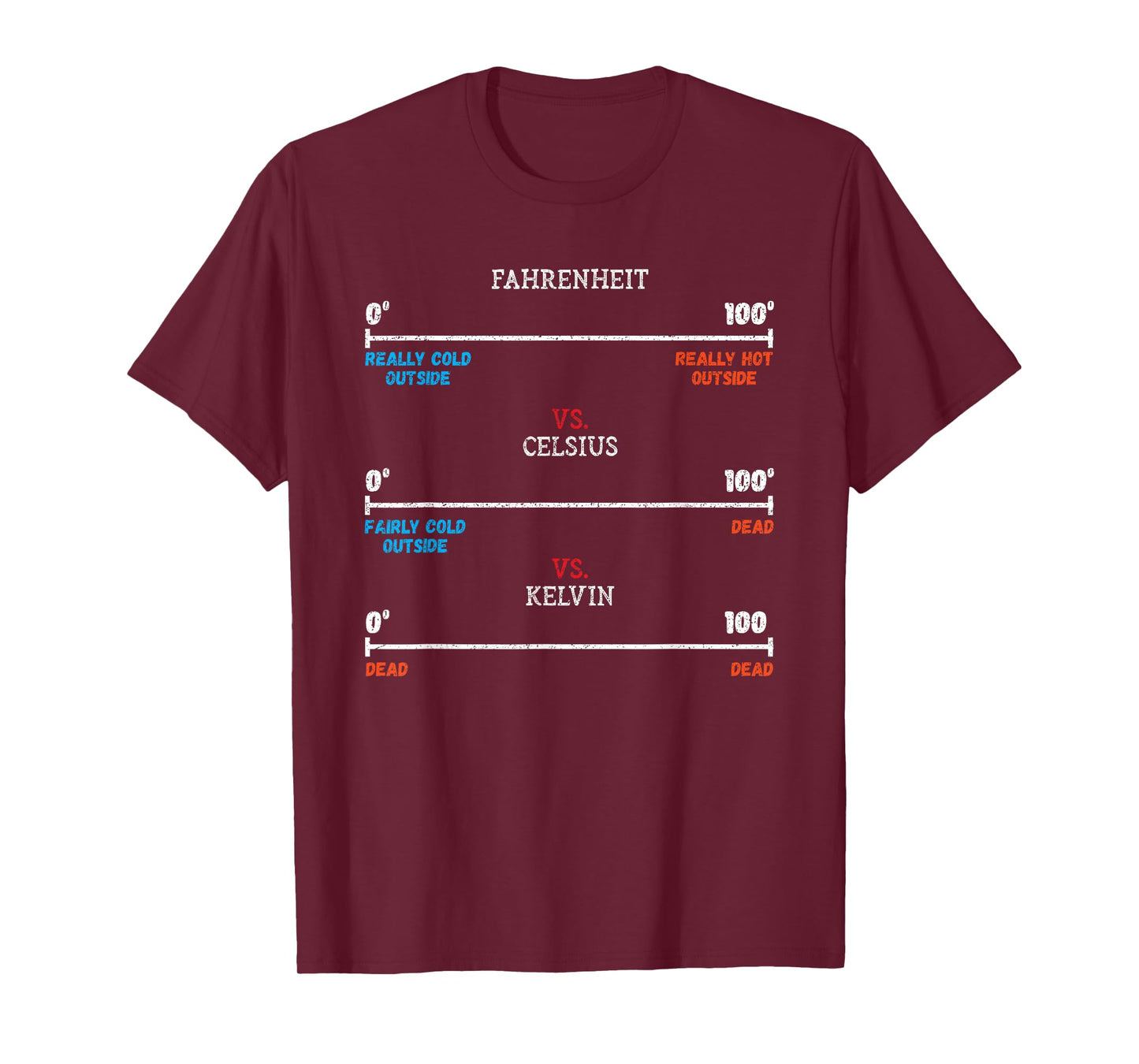 Fahrenheit vs Celsius vs Kelvin Science Humour Chemistry T-Shirt