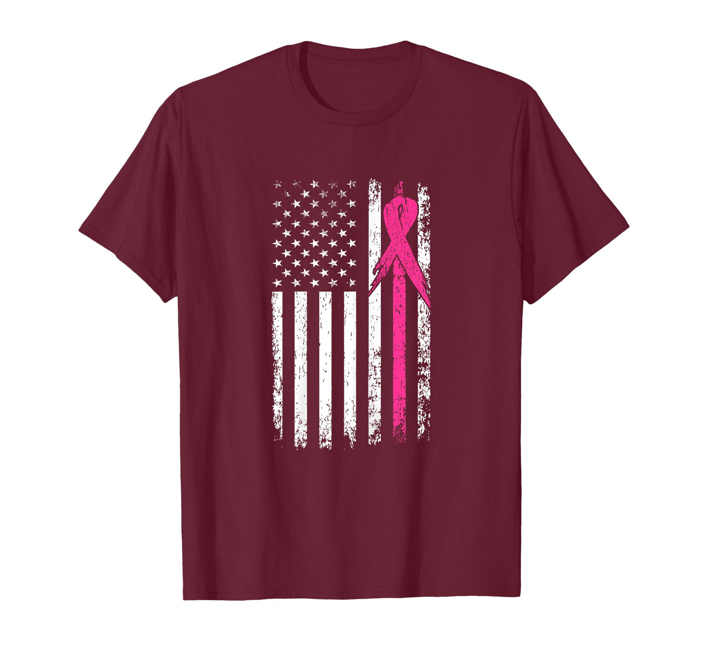 American Flag Pink Ribbon Breast Cancer Awareness Month Women T-Shirt