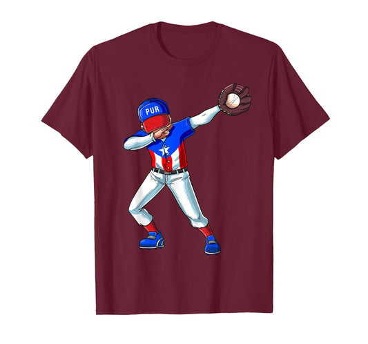 Baseball Dabbing Puerto Rico Player Catcher Pitcher Men Kids T-Shirt