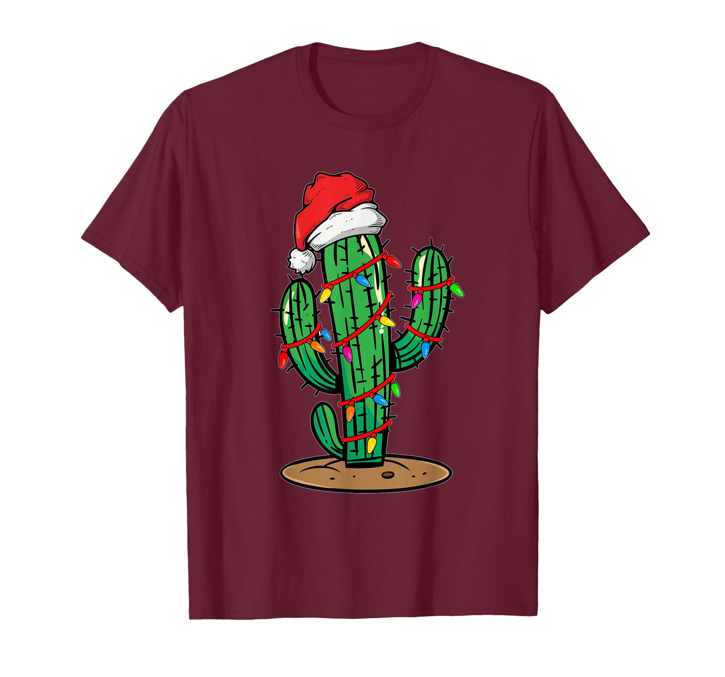 Christmas Lights Cactus Lover Funny Xmas Gift T-Shirt