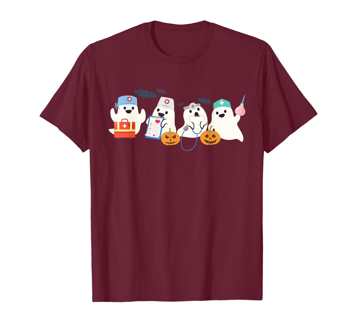 Cute Ghost Nurse Halloween Medical Boo Doctor Scary Hospital T-Shirt