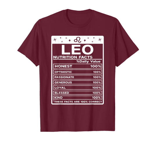 Leo Nutritional Style Zodiac Design, Leo T-Shirt