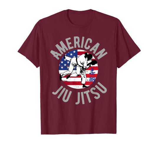 American Jiu Jitsu American Flag BJJ Jiujitsu Sports T-Shirt Women Kids Men T-Shirt