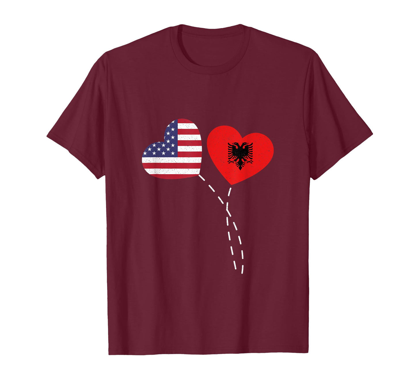 Loving Albania USA Flag Heart Albanian Americans Love T-Shirt