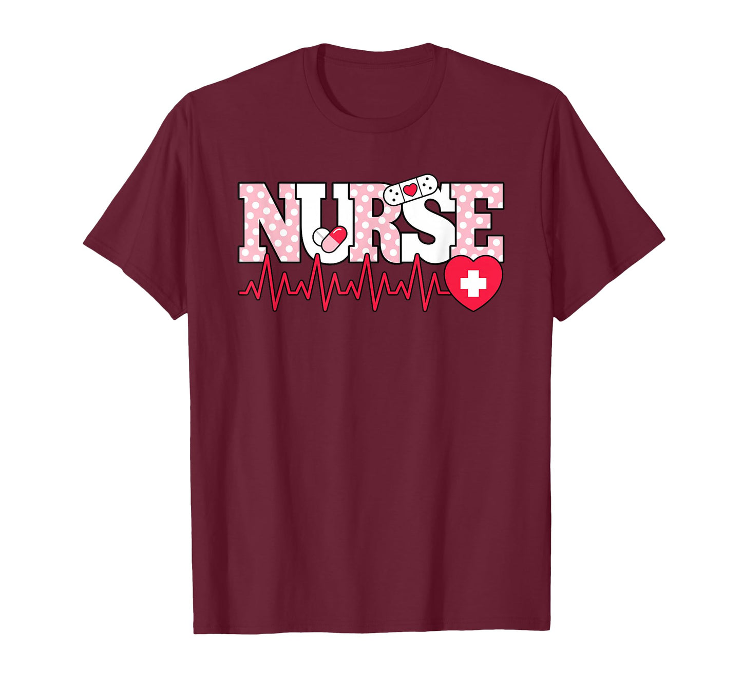 Cute Pink Nurse Heartbeat Nursing Women T-Shirt