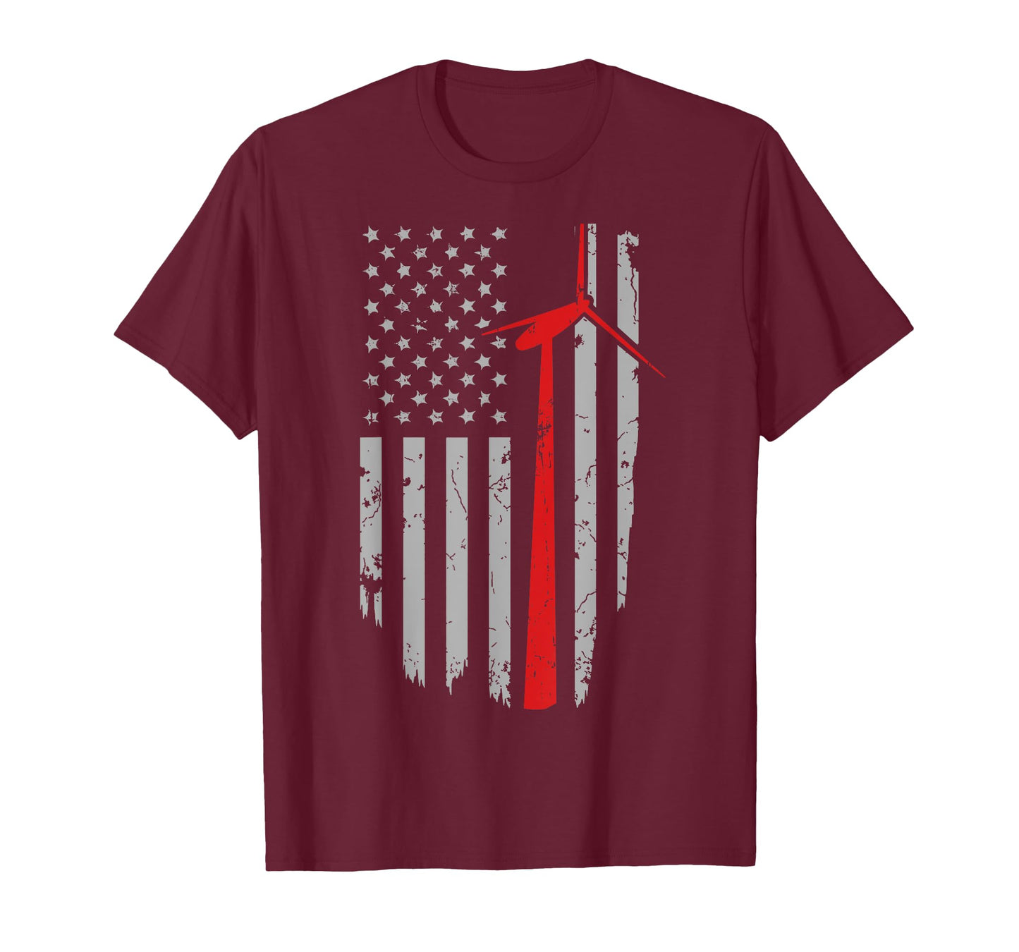 Vintage American Flag Mens Apparel, Wind Turbine Technician T-Shirt