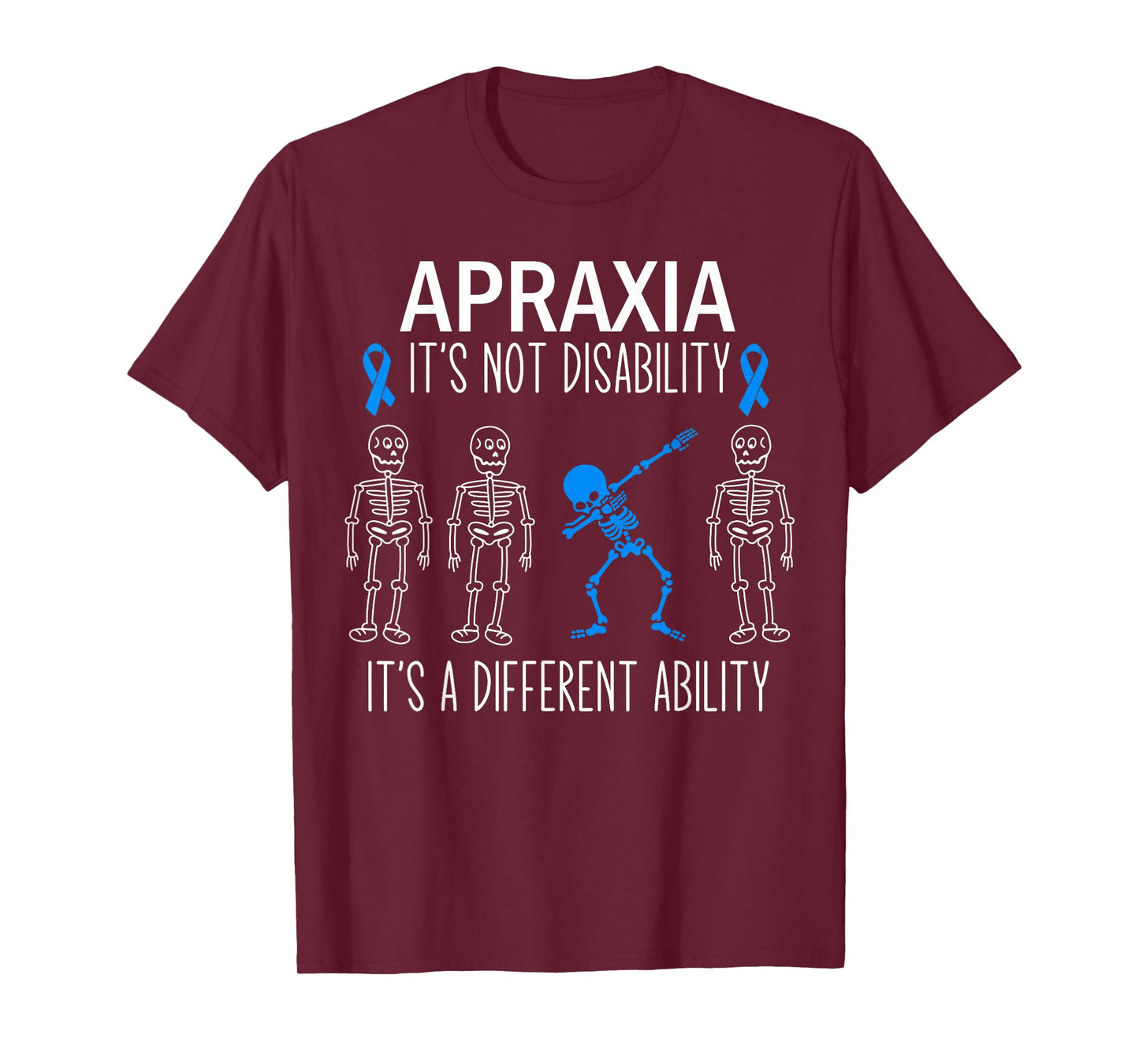 Apraxia Awareness Dabbing Different Ability Blue Ribbon T-Shirt