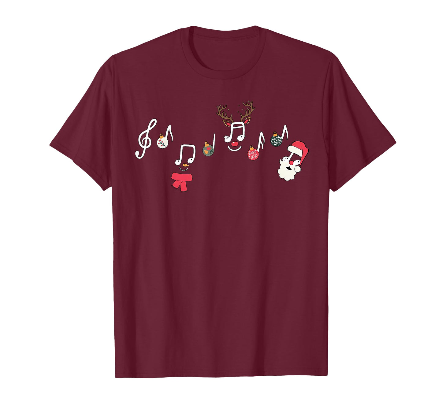 Christmas Santa Snowman Reindeer Music Notes Teacher Holiday T-Shirt