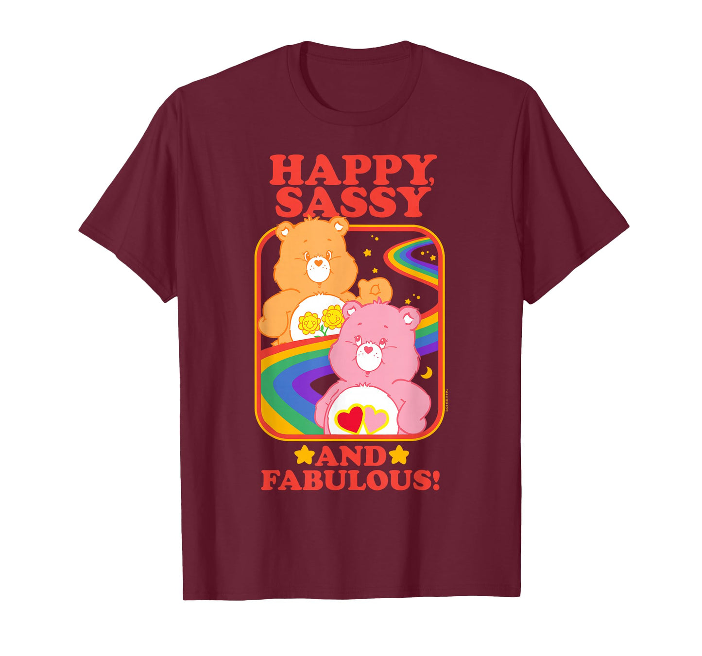 Care Bears Happy Sassy And Fabulous Rainbow Retro Portrait T-Shirt