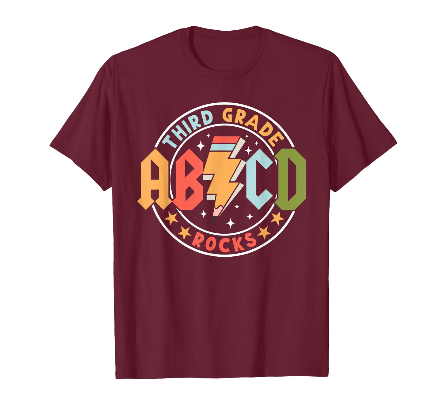 ABCD 3rd Grade Rocks Pencil Lightning Teachers Rock Boys T-Shirt