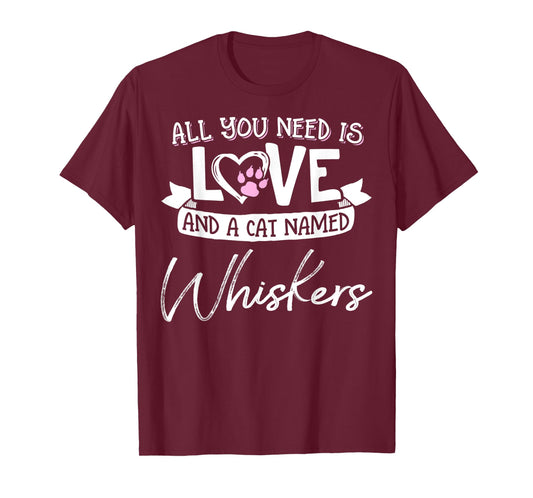 Cute Cat Named Whiskers Shirt for Women and Girls T-Shirt
