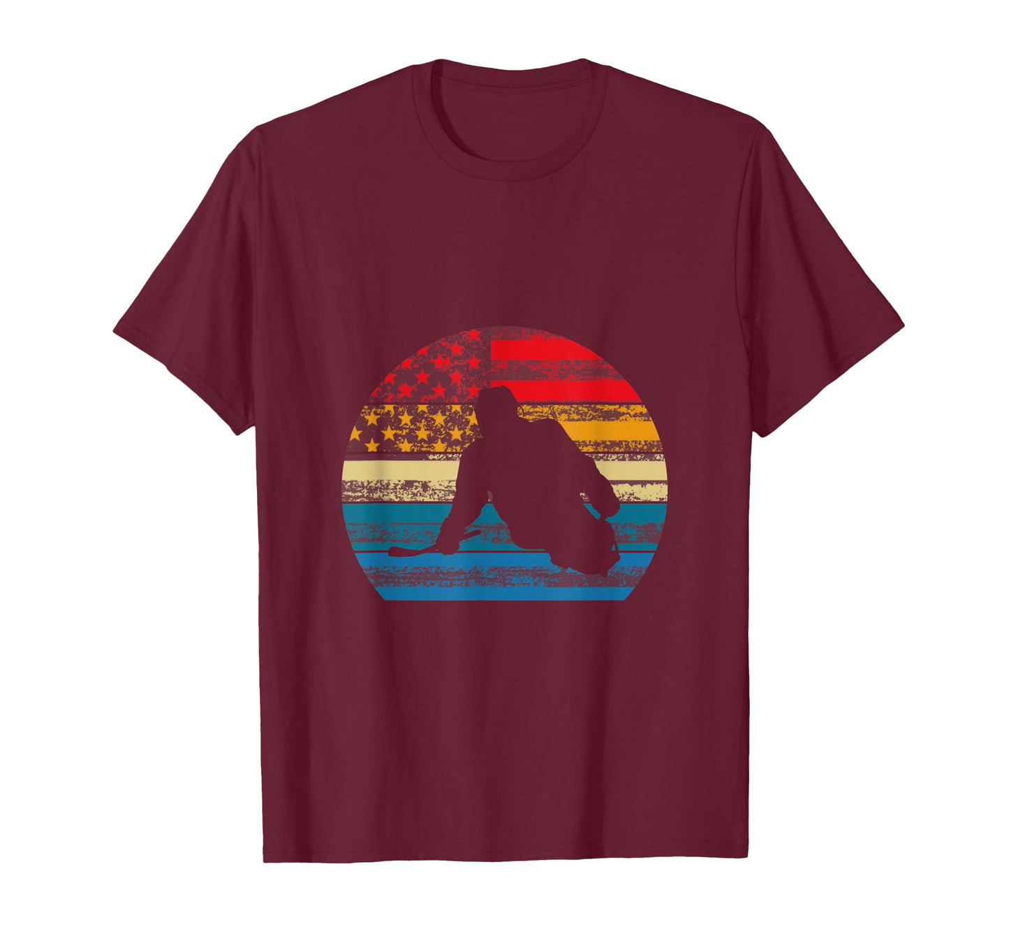 Sled hockey Retro US Flag T-Shirt