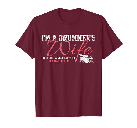 Drums Drummers Wife Vintage Gift Drum Lover T-Shirt