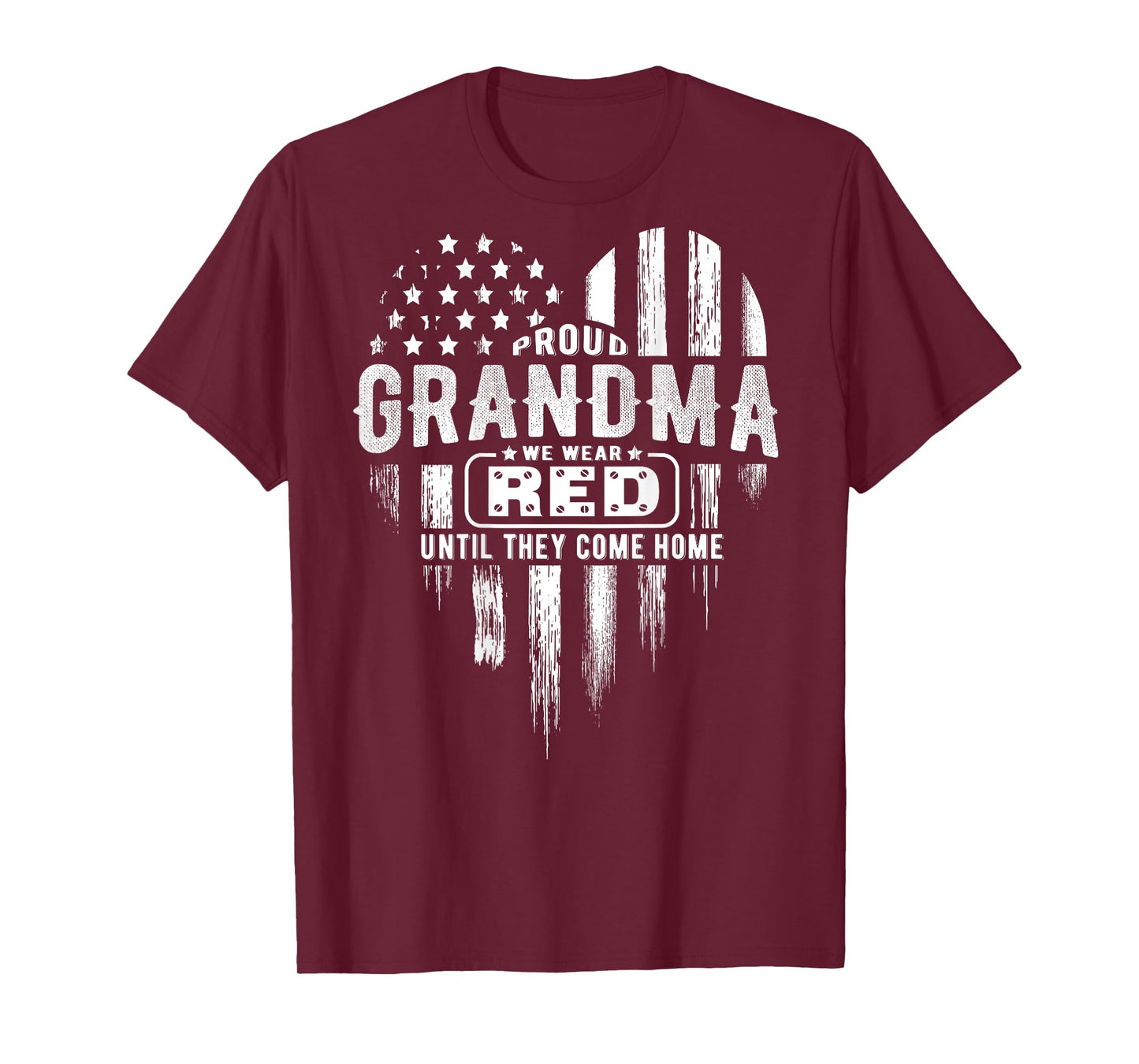 Proud Grandma Red Friday American Flag Heart (on back) Women Men T-Shirt