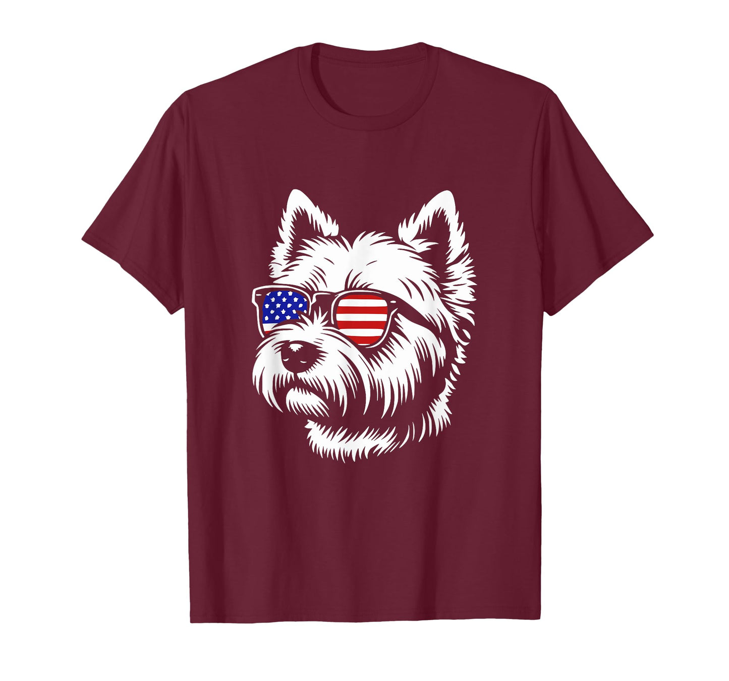 American Flag West Highland White Terrier Dog Westie Design Women Girls Kids Men T-Shirt