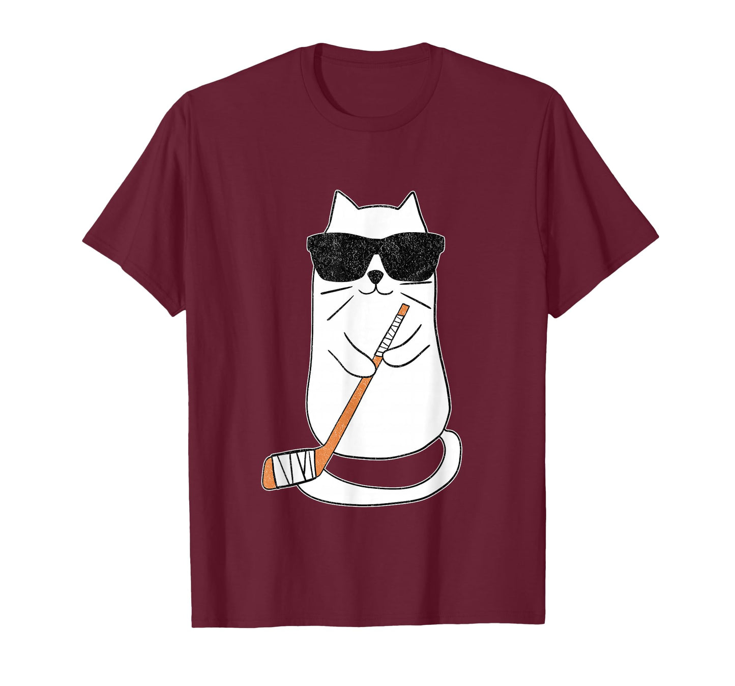 Ice Hockey Cat Hockey Player Stick Retro T-Shirt